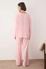 Pink Plain Ribbon Shally Woven Pajama Set
