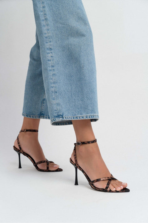 TALEN LEOPARD SATIN ANKLE BELT DETAIL WOMEN'S THIN-HEEL SHOES