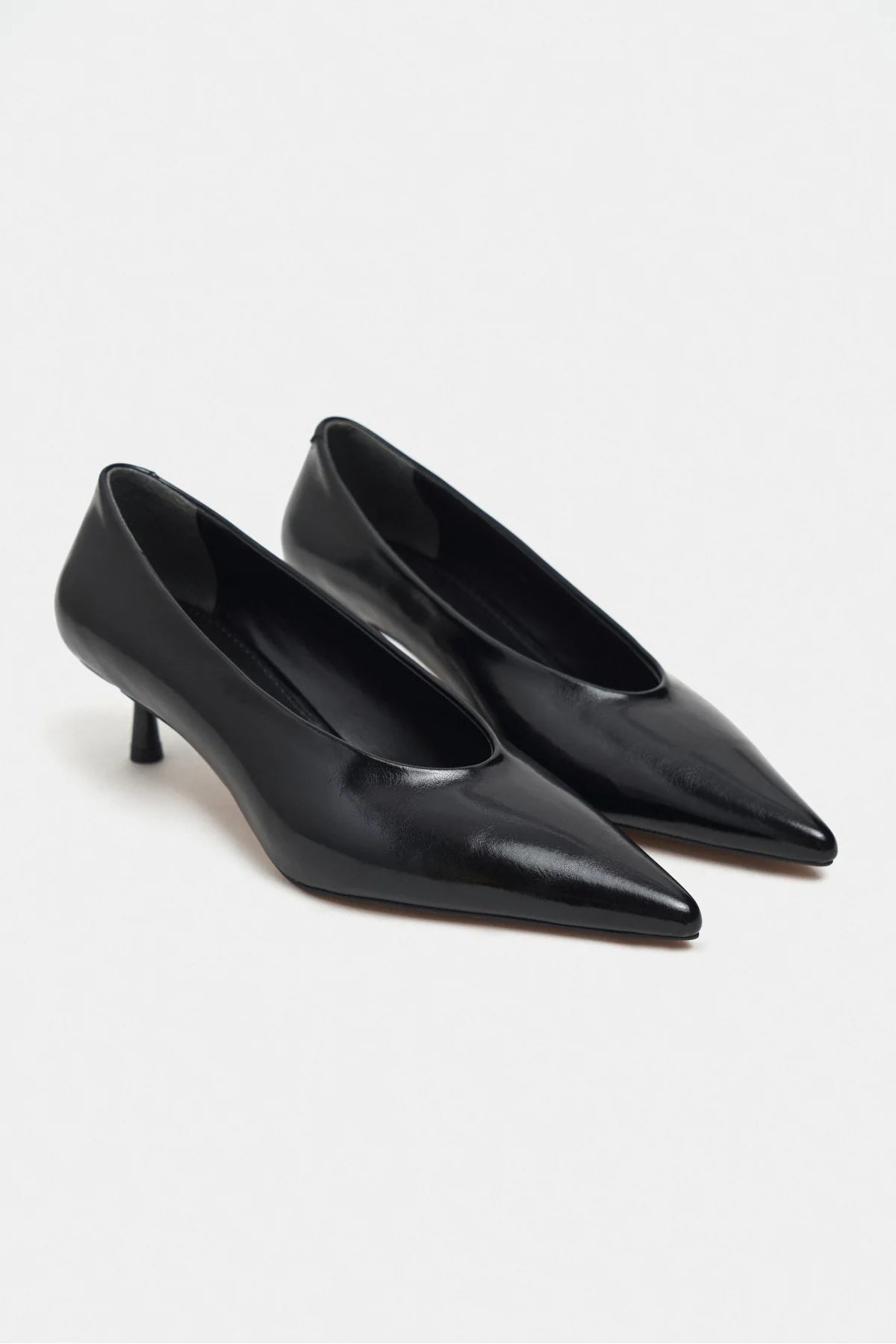 TINKY Black Rustic Pointed Toe Women’s Low Heel Shoes