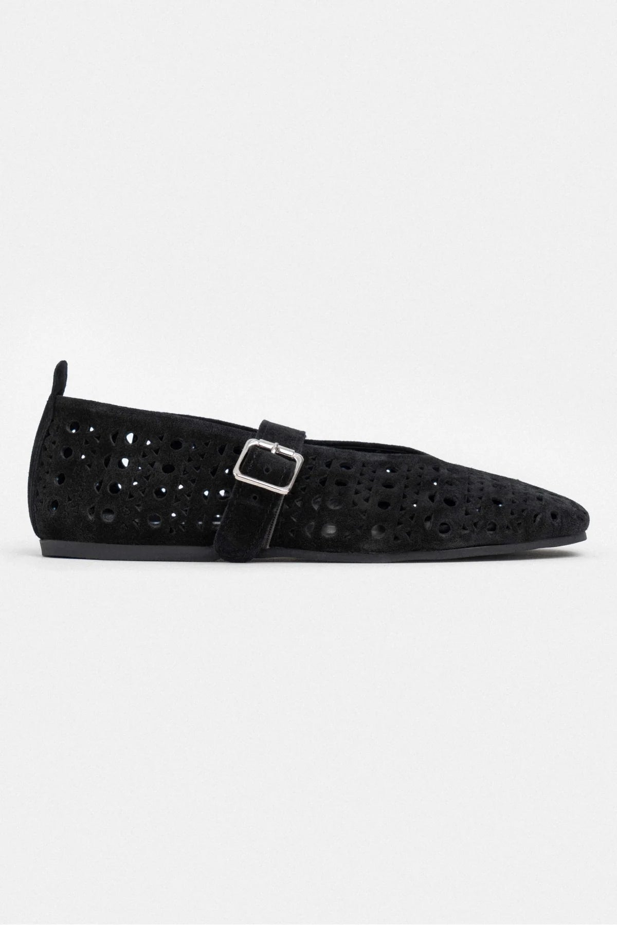 PATTER BLACK SUEDE STUDDED GENUINE LEATHER BUCKLE DETAIL FLAT SOLE WOMEN'S BALLERINA | Flats | FOOTWEAR | Loafers PATTER BLACK SUEDE STUDDED GENUINE LEATHER BUCKLE DETAIL FLAT SOLE WOMEN'S BALLERINA | Flats | FOOTWEAR | Loafers
