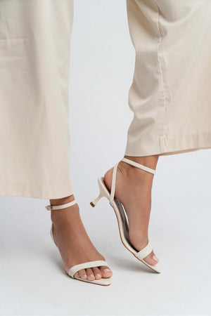 PRIME BEIGE PATTERNED MATTE ANKLE DETAIL WOMEN'S HIGH-HEEL SHOES