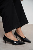 TINKY Black Rustic Pointed Toe Women’s Low Heel Shoes