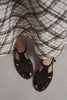 SOLTO Coffee Suede Leather Buckle Detail Flat Women’s Sandals