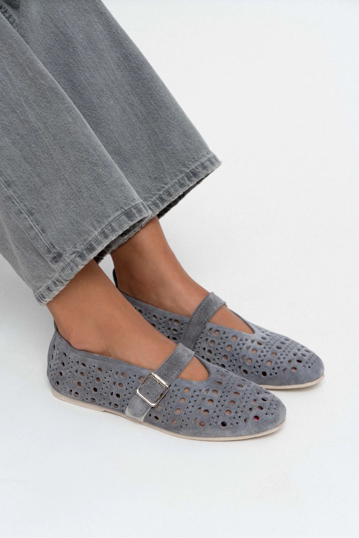 PATTER STONE SUEDE STUDDED GENUINE LEATHER BUCKLE DETAIL FLAT SOLE WOMEN'S BALLERINA | Flats | FOOTWEAR | Loafers PATTER STONE SUEDE STUDDED GENUINE LEATHER BUCKLE DETAIL FLAT SOLE WOMEN'S BALLERINA | Flats | FOOTWEAR | Loafers