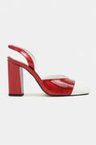 SOLEA RED PATENT & WHITE TOE DETAIL BLOCK HEEL WOMEN’S SHOES