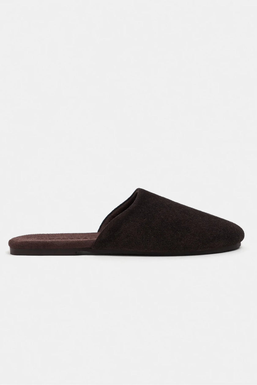 MODI BITTER BROWN SUEDE LEATHER WOMEN’S CLOSED SLIPPERS