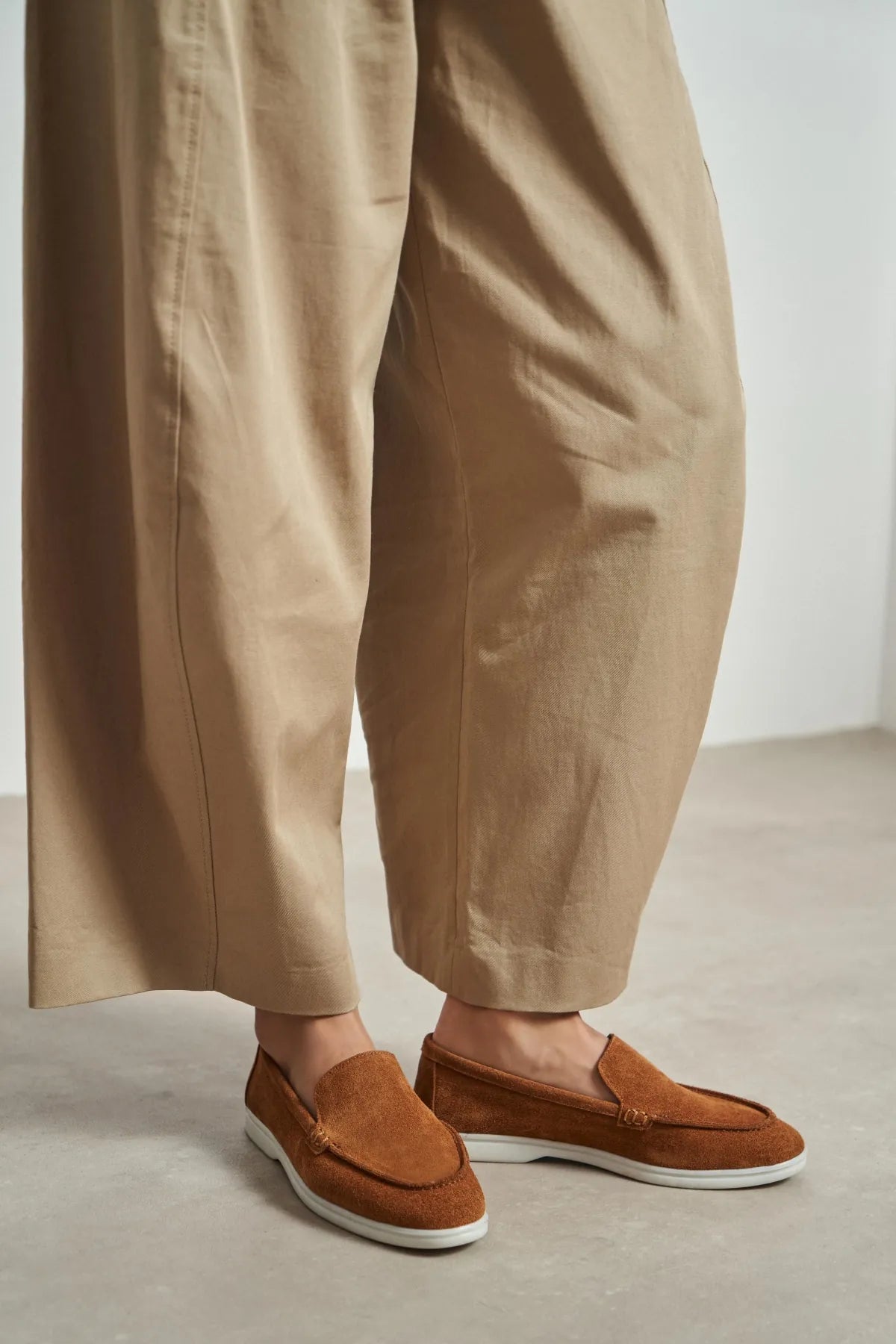 VAYNE Tan Genuine Leather Flat Women’s Ballet Flats