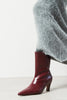 SHOWER BURGUNDY RUSTIC PATTERNED WOMEN'S HIGH-HEEL BOOTS