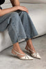 Sebastian Beige Patterned Matte Ankle Elastic Detail Women's High Heel Shoes