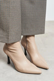 PALMA Nude Matte Stretch Pointed-Toe Ankle Boots – 8 cm Stiletto Heel