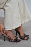 LOREA Brown Polka Dot Satin Bow Detail Women’s Heels