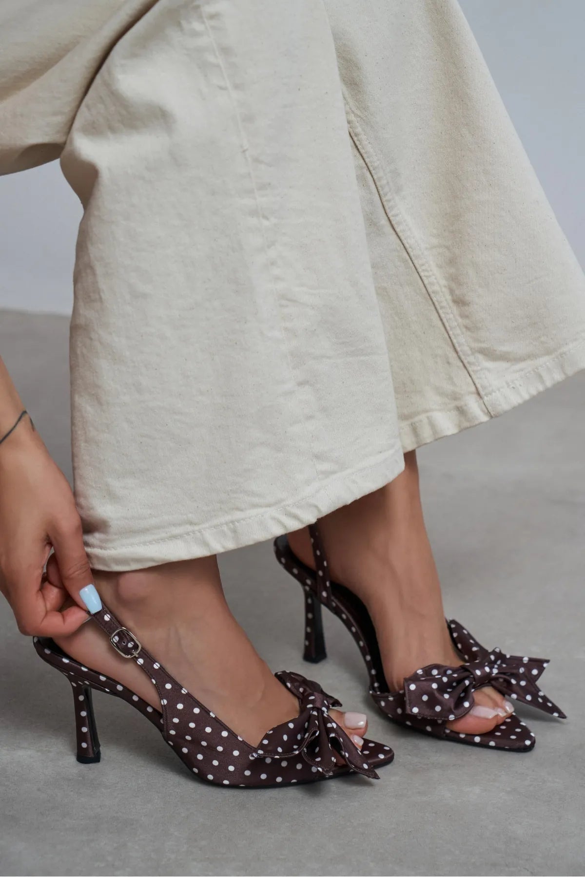 LOREA Brown Polka Dot Satin Bow Detail Women’s Heels | FOOTWEAR | Heels | Lebbse LOREA Brown Polka Dot Satin Bow Detail Women’s Heels | FOOTWEAR | Heels | Lebbse