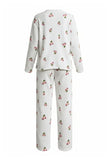 White Floral Soft Touch Ribbed Knit Pajama Set