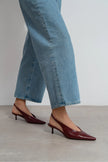 MELVIN Burgundy Patterned Matte Women’s Heeled Shoes with Elastic Ankle Detail