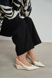 MELONI Beige Matte Back Strap Detail Pointed Toe Women’s Heel Shoes