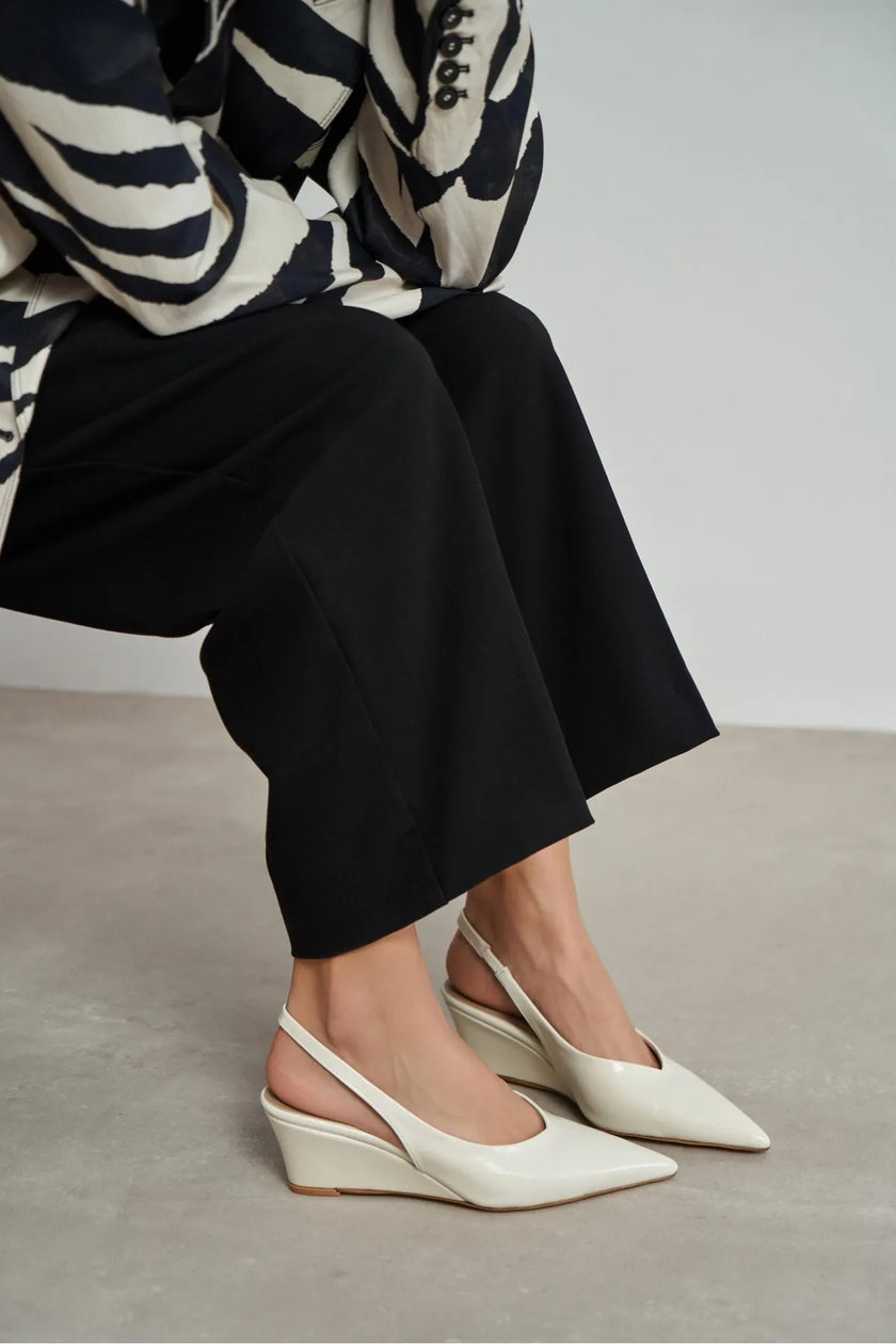 MELONI Beige Matte Back Strap Detail Pointed Toe Women’s Heel Shoes