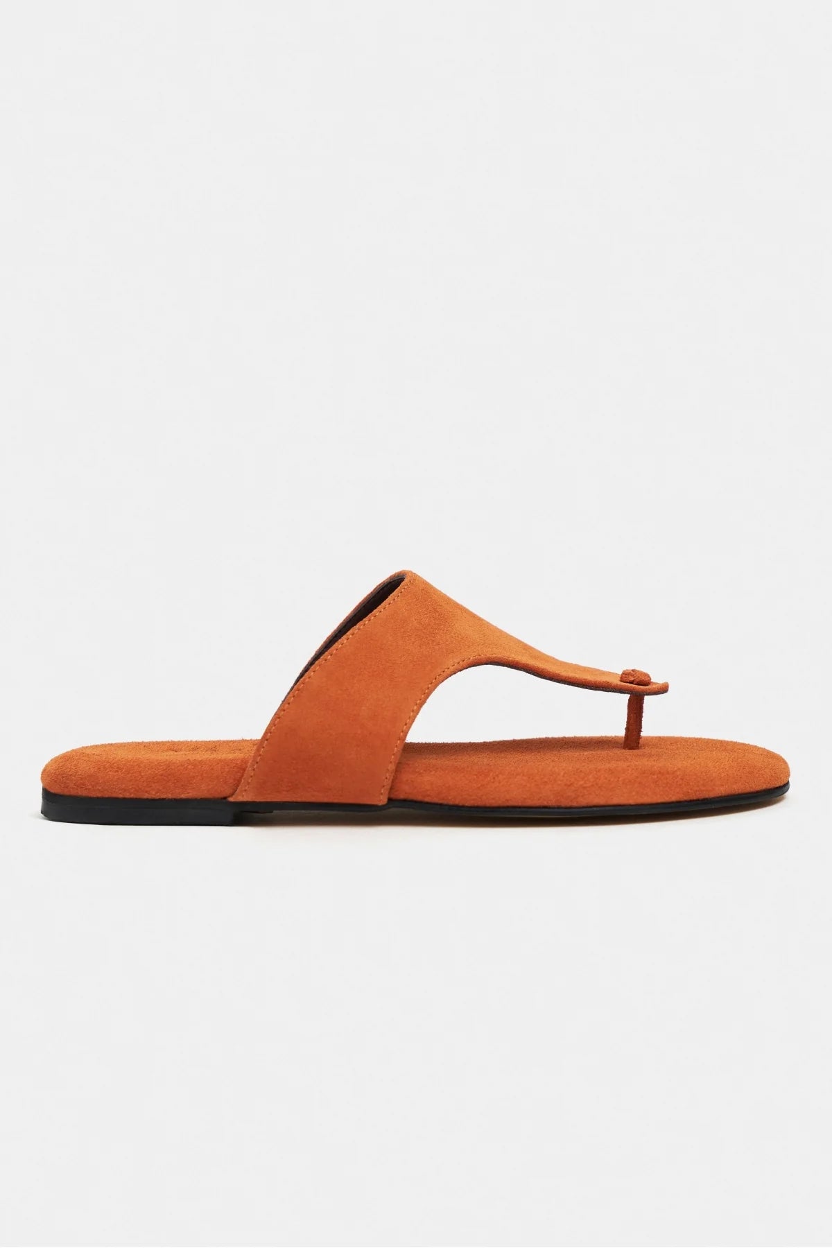 ALMIRA ORANGE SUEDE LEATHER WOMEN’S FLAT TOE-POST SLIPPERS