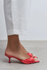 PROMISE Red Polka Dot Pointed-Toe Women's Mule Heels