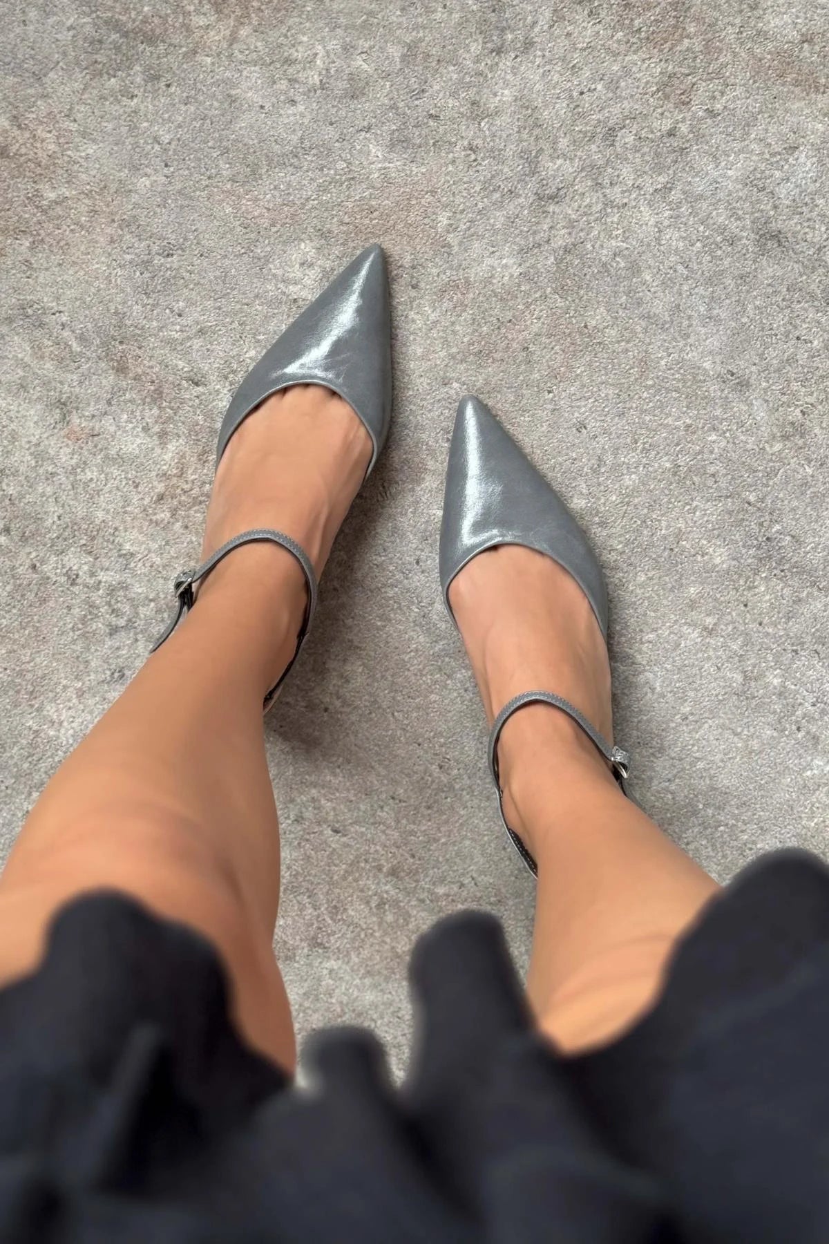 Agatha Grey Wrinkled Matte Pointed Toe Ankle-Tie Women's High Heel Shoes