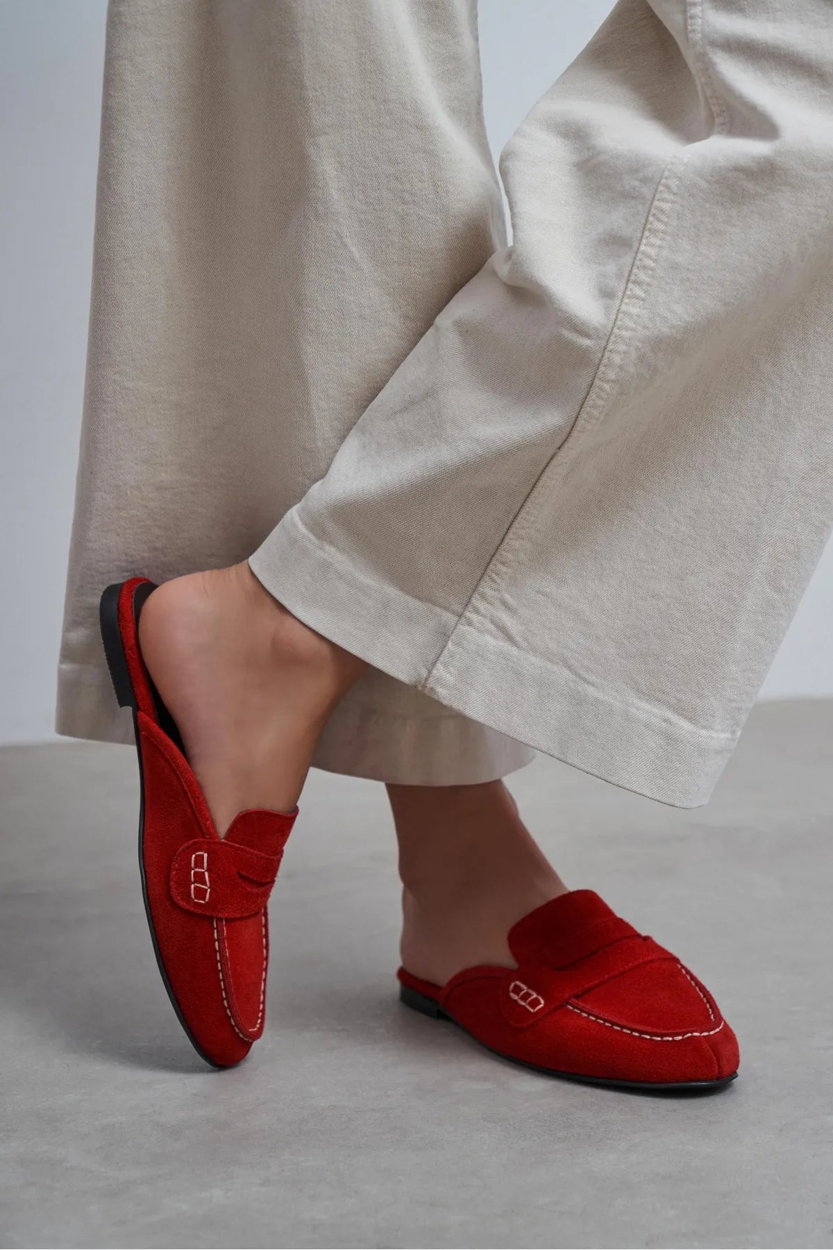 HARVEY Red Genuine Leather Suede Flat Women’s Loafer Slippers | FOOTWEAR | Slipper | Lebbse HARVEY Red Genuine Leather Suede Flat Women’s Loafer Slippers | FOOTWEAR | Slipper | Lebbse