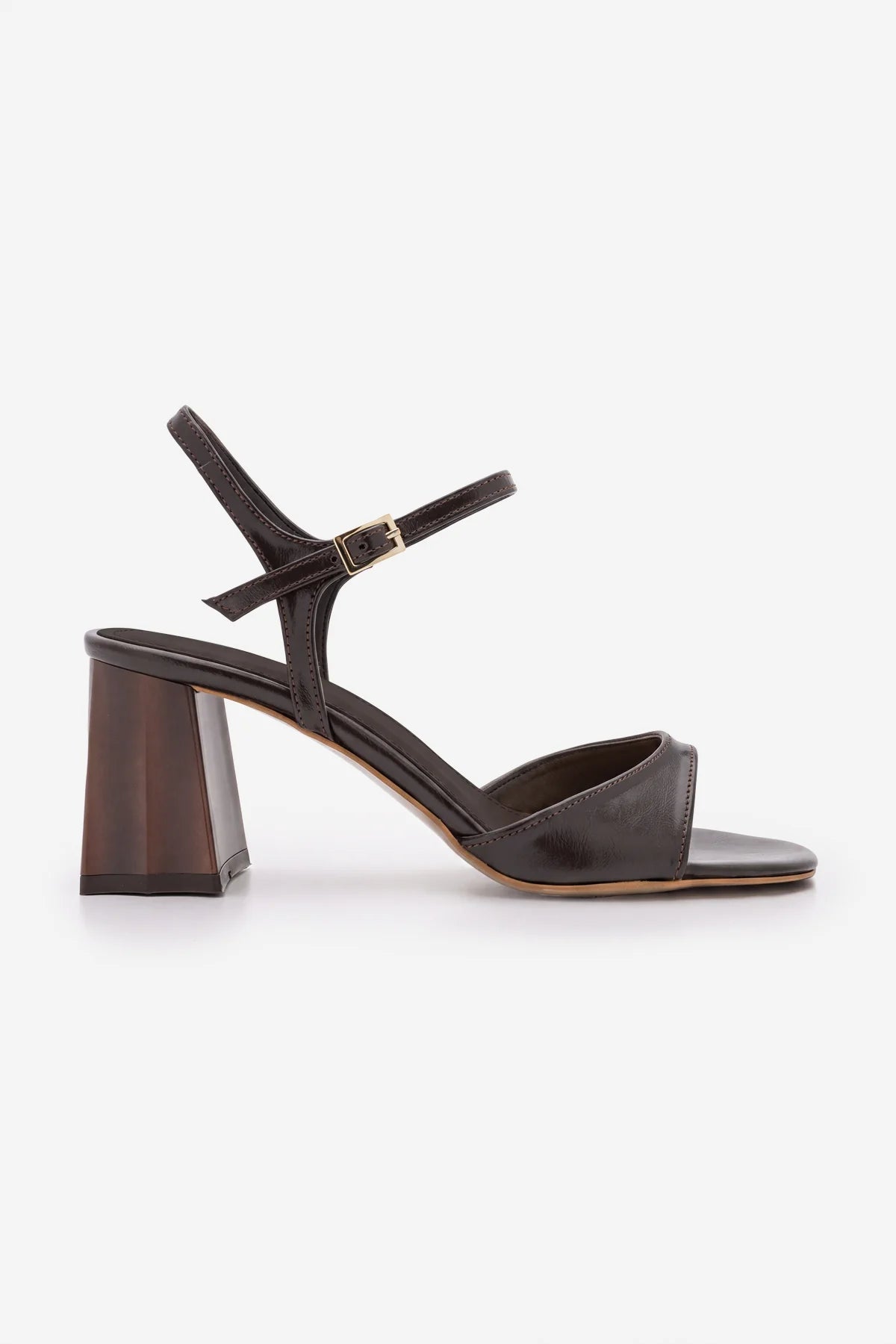 SIRENA Brown Wooden Heel Detail Women’s Sandals