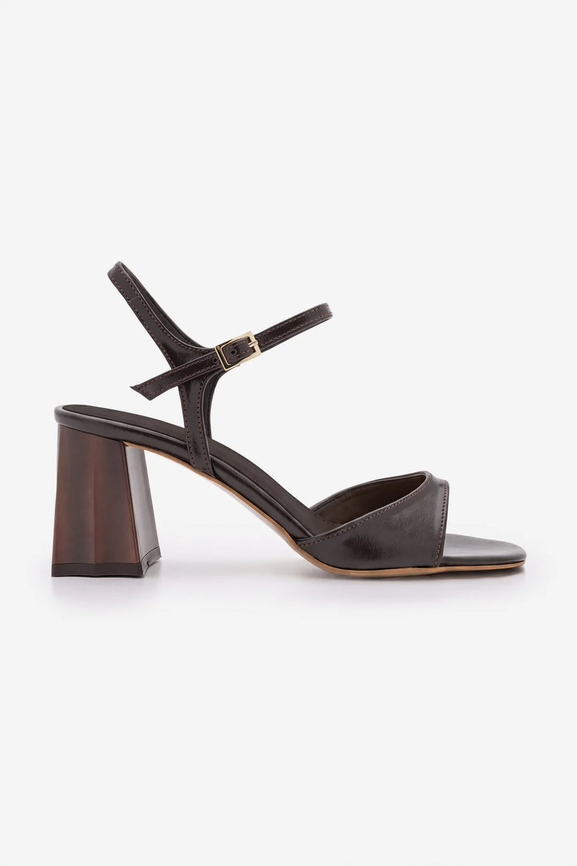 SIRENA Brown Wooden Heel Detail Women’s Sandals