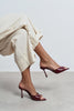 RENATA Burgundy Patent Leather Pointed-Toe Mule Heels