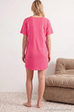 Pink  Cotton Striped Slogan Print Knit Nightdress