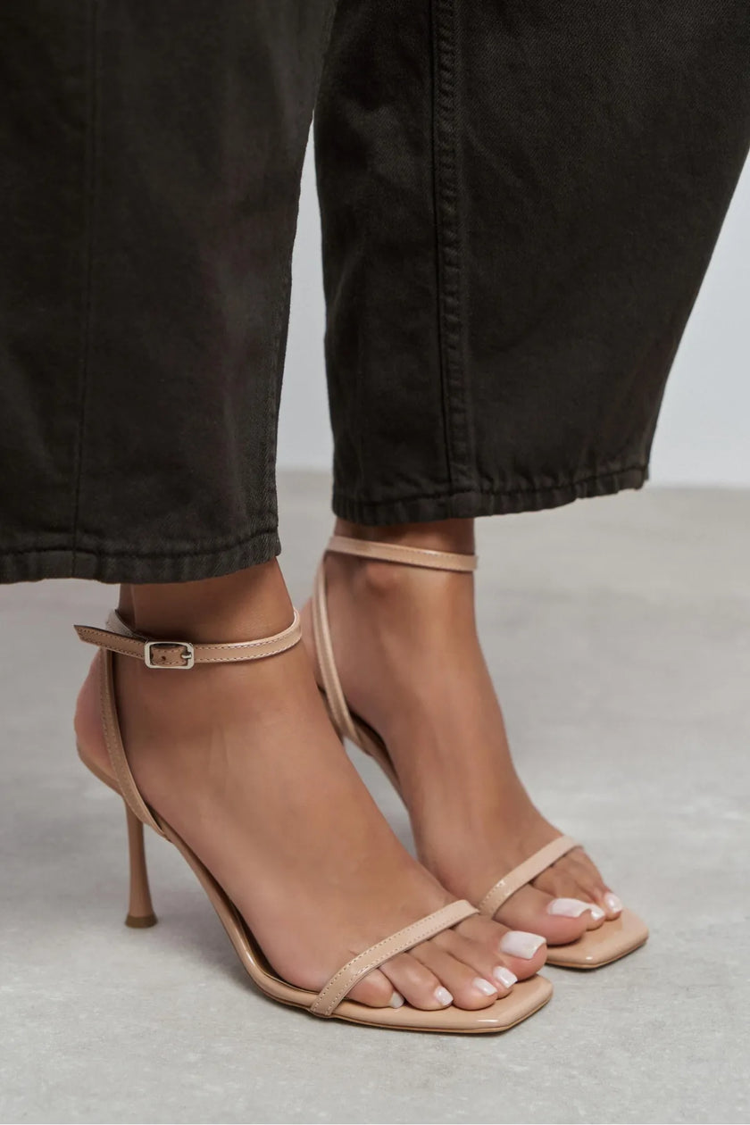 TAKI NUDE PATENT ANKLE STRAP DETAIL WOMEN’S HIGH HEELS