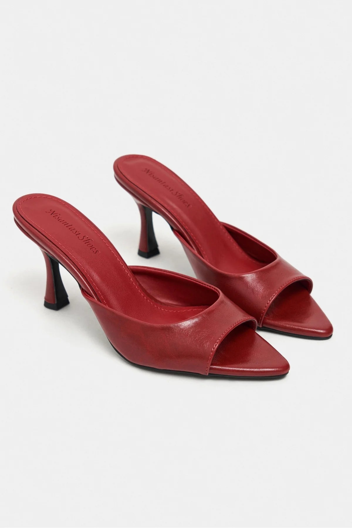 FENRIR RED RUSTIC PATTERN SQUARE-TOE HIGH HEEL WOMEN’S SLIPPERS