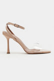 VESPER NUDE PATENT TRANSPARENT FRONT HIGH HEEL WOMEN’S SHOES