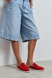 LETTY Red Suede Leather Flat Women’s Loafer Slippers
