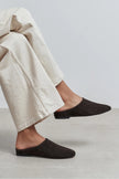 PALYA BITTER BROWN SUEDE STUDDED GENUINE LEATHER WOMEN’S FLAT SLIPPERS