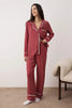 Burgundy Plaid/Checked Shally Woven Pajama Set