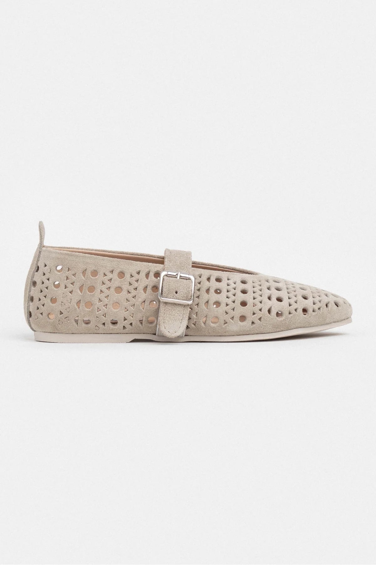 PATTER BEIGE SUEDE STUDDED GENUINE LEATHER BUCKLE DETAIL FLAT SOLE BALLERINA | Flats | FOOTWEAR | Loafers PATTER BEIGE SUEDE STUDDED GENUINE LEATHER BUCKLE DETAIL FLAT SOLE BALLERINA | Flats | FOOTWEAR | Loafers