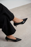 TINKY Black Rustic Pointed Toe Women’s Low Heel Shoes