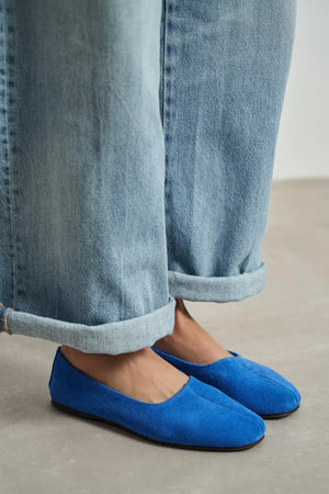 ROSEL Dark Blue Genuine Leather Women’s Ballet Flats