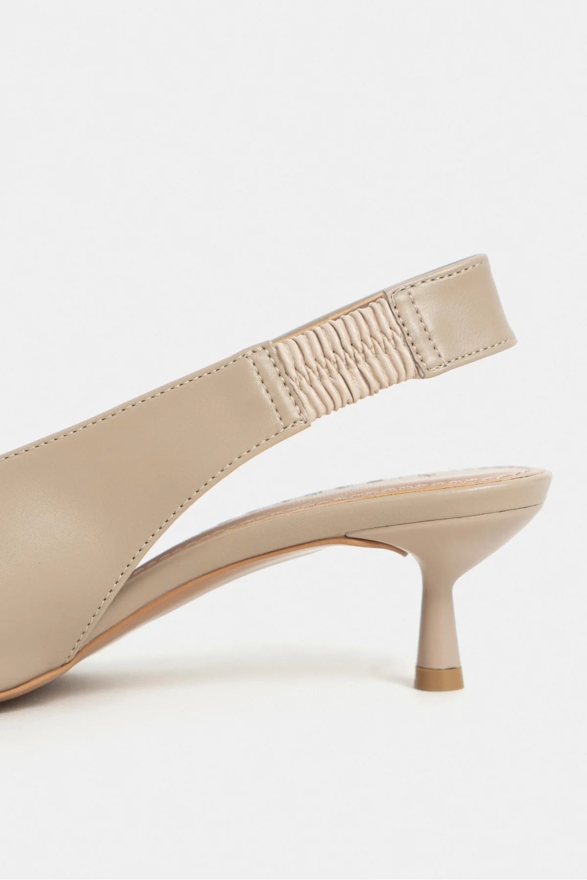 LUNIX Dark Beige Matte Pointed Toe Slingback Women’s Thin Heel Shoes