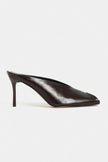 LILY Coffee Pattern Asymmetric Open Front Back Women’s Heeled Slipper