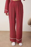 Burgundy Plaid/Checked Shally Woven Pajama Set