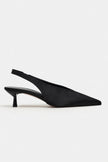 WILSON Black Satin Neoprene Slingback Women’s Heels