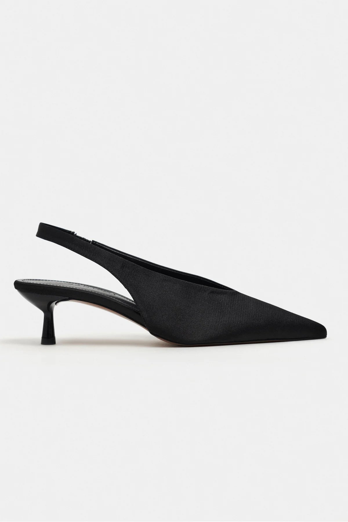 WILSON Black Satin Neoprene Slingback Women’s Heels