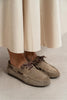 DOBY Dark Beige Suede Genuine Leather Lace-Up Women’s Loafer Shoes
