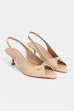 RONE Nude Matte Pointed Toe Open Front Buckle Women’s Shoes