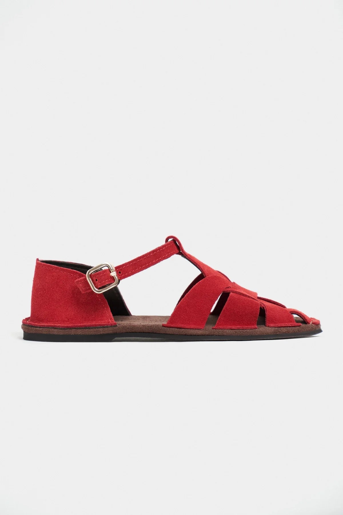 SOLTO Red Suede Leather Buckle Detail Flat Women’s Sandals | FOOTWEAR | SANDALET | Lebbse SOLTO Red Suede Leather Buckle Detail Flat Women’s Sandals | FOOTWEAR | SANDALET | Lebbse