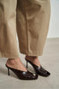 LILY Coffee Pattern Asymmetric Open Front Back Women’s Heeled Slipper