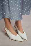 LUNIX Pearl Matte Pointed Toe Slingback Women’s Thin Heel Shoes