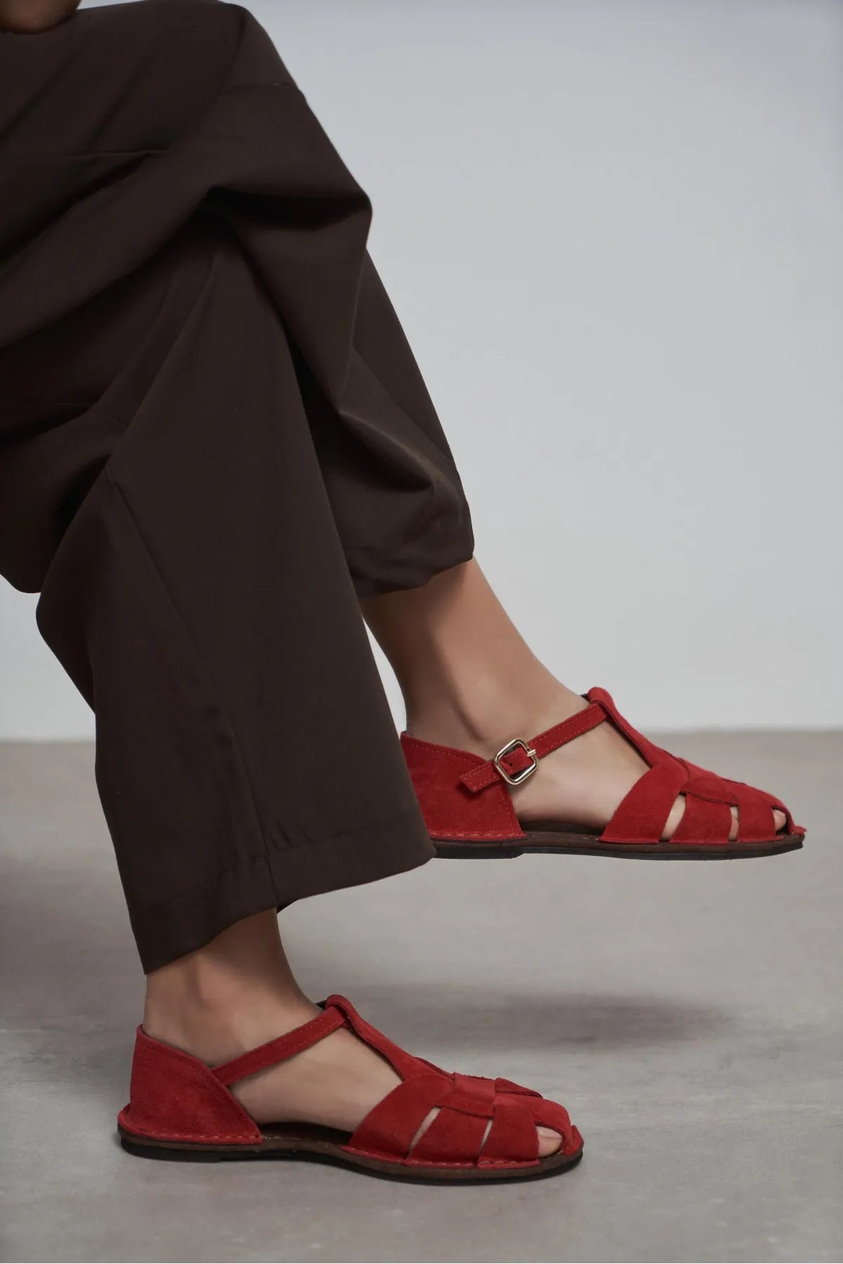 SOLTO Red Suede Leather Buckle Detail Flat Women’s Sandals | FOOTWEAR | SANDALET | Lebbse SOLTO Red Suede Leather Buckle Detail Flat Women’s Sandals | FOOTWEAR | SANDALET | Lebbse