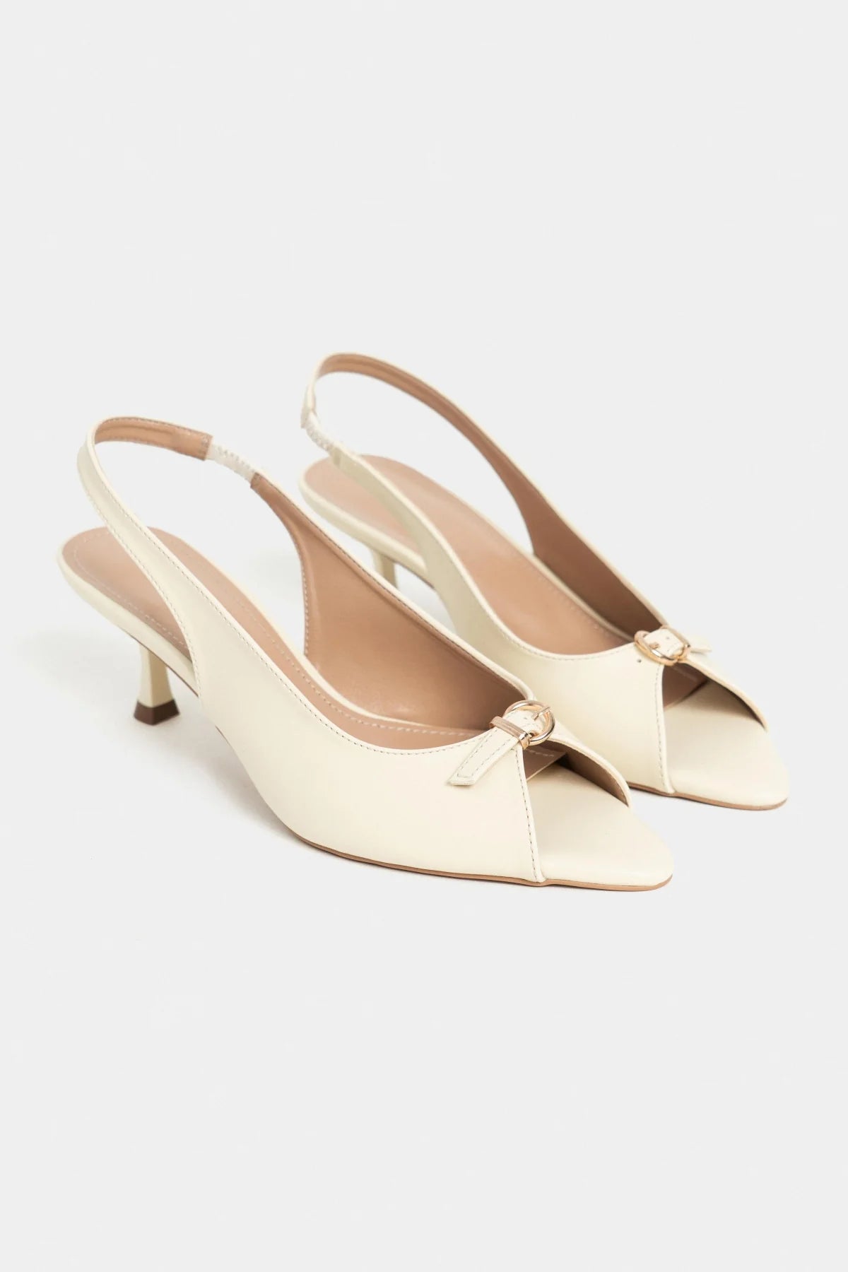 RONE Butter Yellow Matte Pointed Toe Open Front Buckle Women’s Shoes