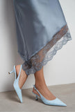 MEGY Baby Blue Matte Slingback Pointed-Toe Women's Heels